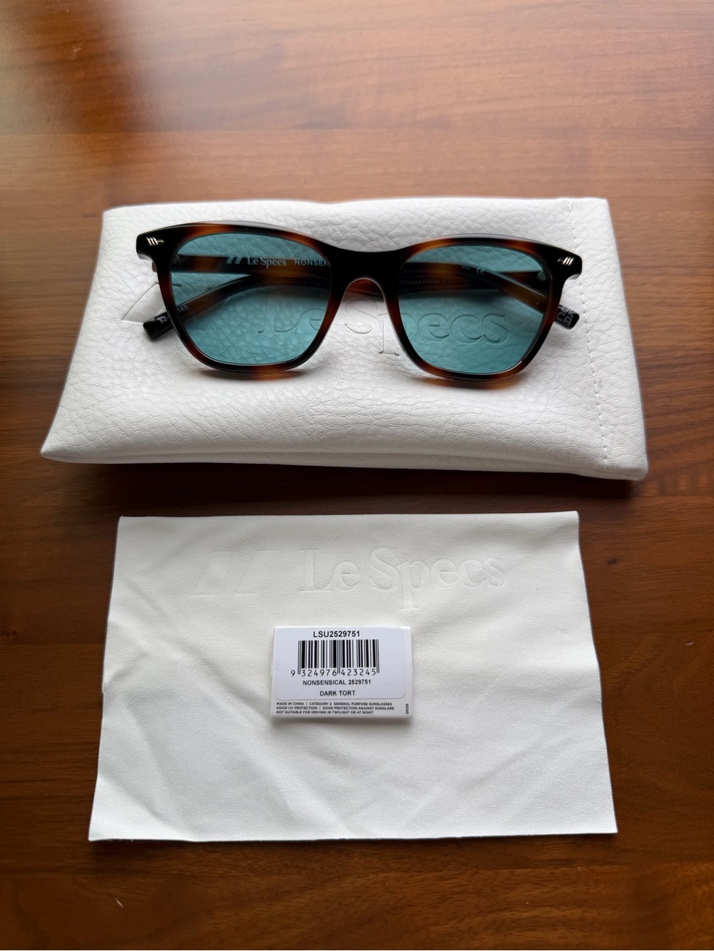 NWT Le Spec Dark Tort Sunglasses with Blue Lenses